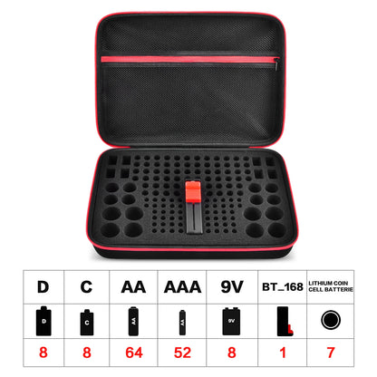 Battery Organizer Case With Tester Holds 150+ AA AAA 9V C D Lithium Button Batteries Hard Shell For Home Garage Batteries