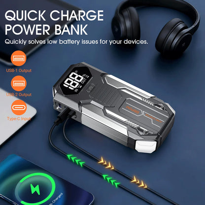 Car Jump Starter  Battery Charger Emergency Power Bank Booster for 12V Gasoline and Diesel Vehicles Starting