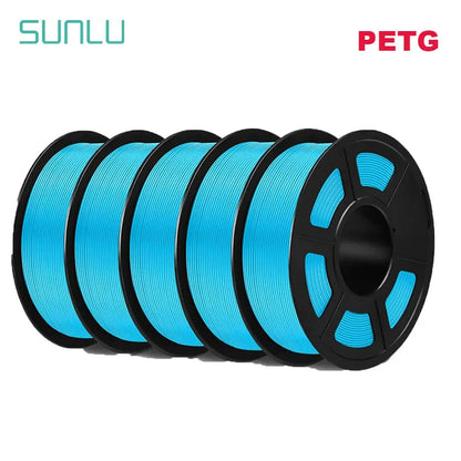 SUNLU 5Roll PETG/PETG Clear Filament 1.75 ±0.02mm 1kg Spool (2.2lbs) High Toughness Neatly Wound Filament Fit Most FDM Printer