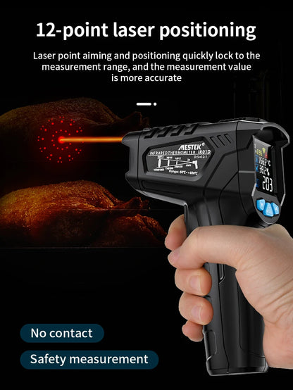 Digital Infrared Thermometer -50 to 800℃ Laser Thermometer -58 to 1472℉ Temperature Meter Digital Thermometer Backlight Alarm