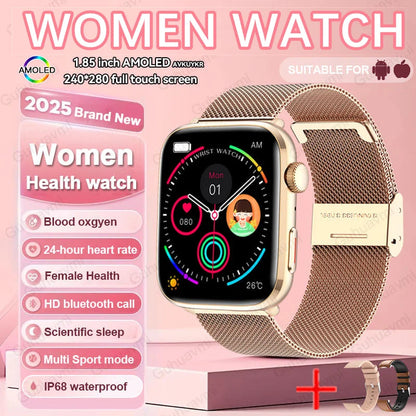 2025New NFC Smat Watch Women 1.85-inch Blood Pressure Heart Rate Bluetooth Call Female Health Smarwatches Ladies For Android IOS