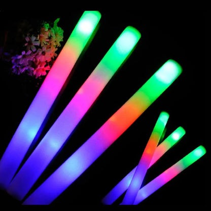 12/15/30/60Pcs RGB LED Glow Bulk Party Supplies Colorful LED Glow Sticks Foam Stick Cheer Tube Dark Light Birthday Wedding