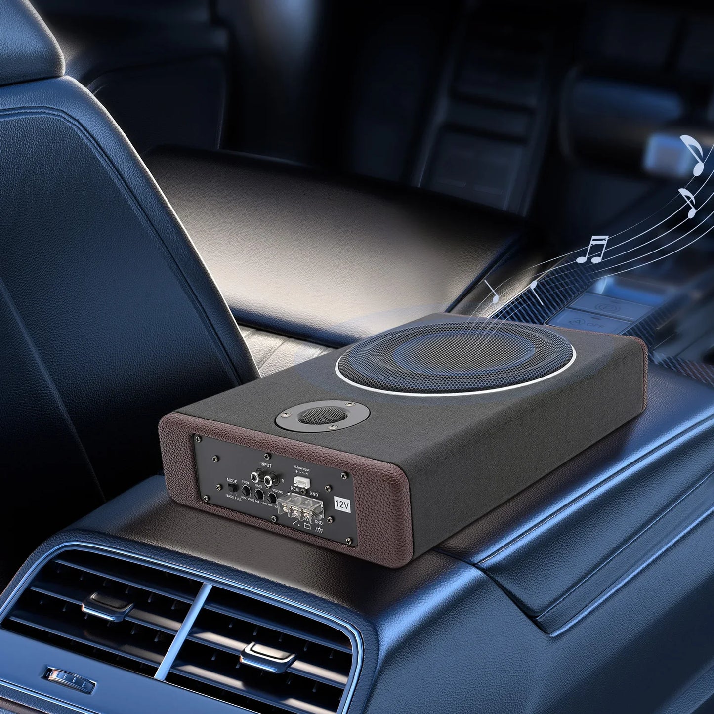 8 Inch Ultra Slim Car Subwoofer Under Seat Car Active Subwoofer Compact Car Bass Audio Car Stereo Amplifier Speaker DC 12V 600W