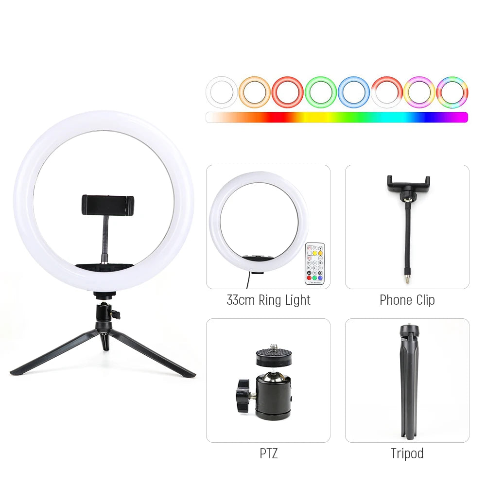 26cm 10inch Led Selfie Ring Light Round Ring Lamp with Phone Holder Photography Fill Lighting with Tripod for Youtube Live Video