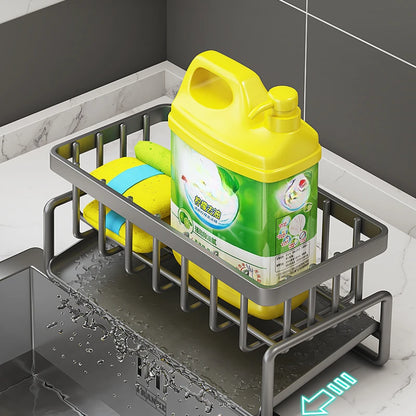1 Pcs Kitchen Space Aluminum Sink Drain Rack Sponge Storage Faucet Holder Soap Drainer Shelf Basket Organizer Bathroom Accessories
