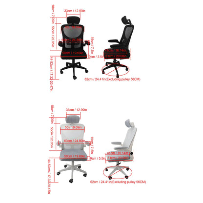 Computer Chair 90 Degree Rotating Armrests Elastic Lumbar Support Comfortable  Chair 3D Headrest with 5 Wheels for Home