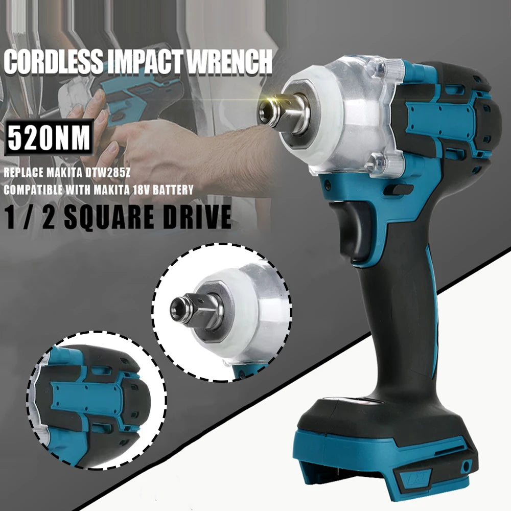 520NM Brushless Electric Impact Wrench Cordless Wrench Screwdriver PowerTool For Makita 18V Battery Pin