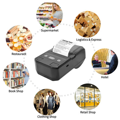 Portable 58mm Thermal Label Maker Wireless BT Mini Label Printer Barcode Printer w/Rechargeable Battery for Android iOS Windows
