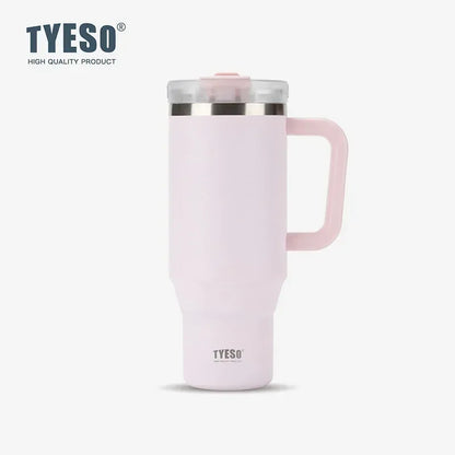 Tyeso 900/1200ML Tumbler Bottle Stainless Steel Car Mug With Handle Straw Thermal Iced Travel Vacuum Insulated Coffee Hot Cup