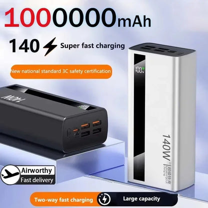 Lenovo 140W 500000mAh CCC Powerbank Super Fast Charging Portable Battery Charger Ultra Capacity LED Digital Display