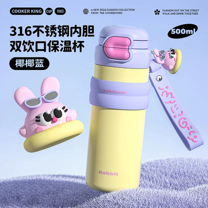 COOKER KING Thermos Cup Children's Student School Camping Water Bottle Female Water Cup Girls Vacuum Flask