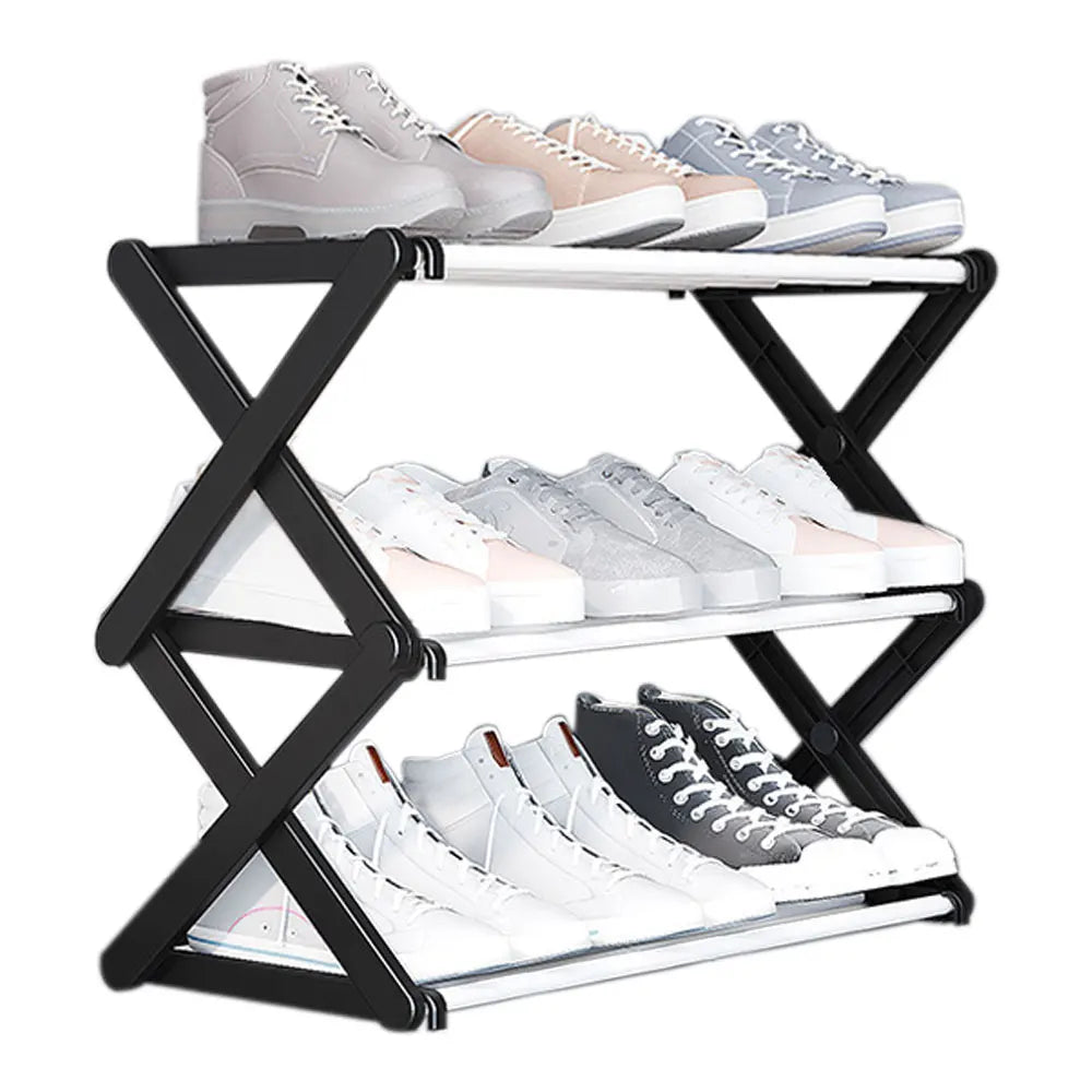 【Breeins】Foldable Multi-Tier Metal Shoe Rack for Entryway Shoes Storage Organizer Shelf Home Decoration Cabinet