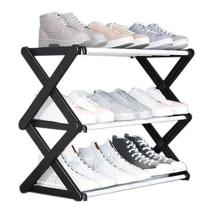 【Breeins】Foldable Multi-Tier Metal Shoe Rack for Entryway Shoes Storage Organizer Shelf Home Decoration Cabinet
