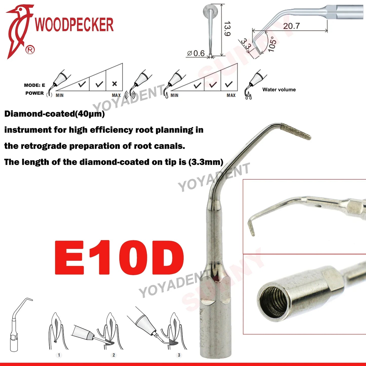 Woodpecker Dental Scaler Tips Ultrasonic Tooth Cleaning Machine Cutter Head Endo Perio Scaling Tips Fit EMS UDS Scaler Handpiece