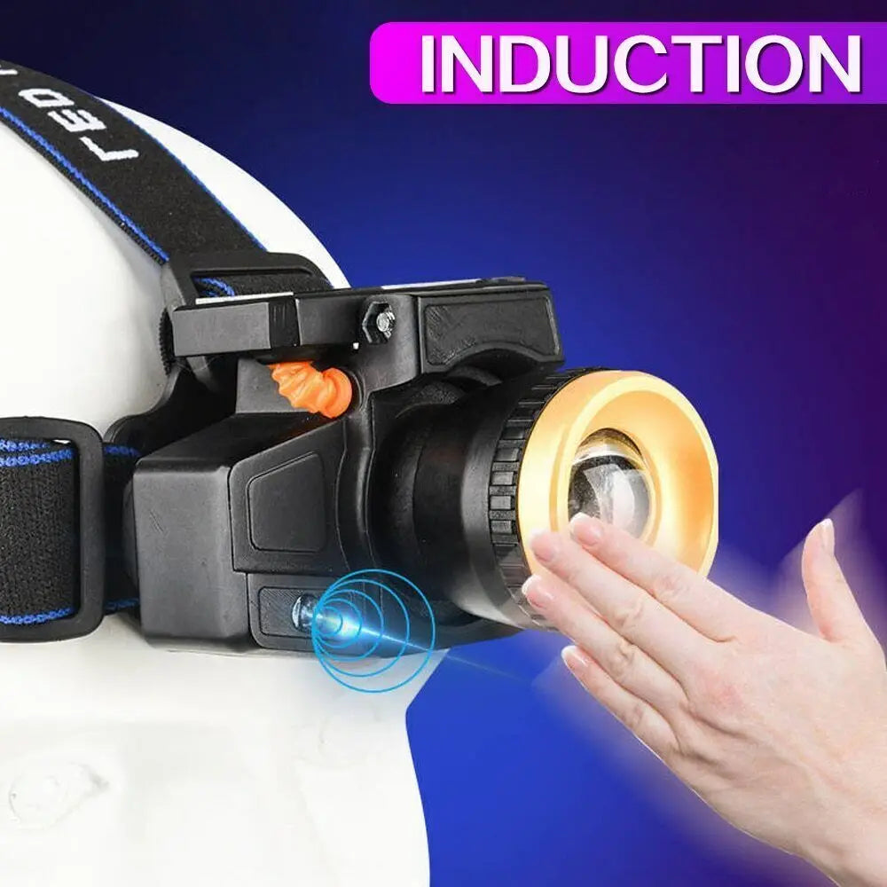 200000LM Solar LED Headlamp Rechargeable Headlight Portable Flashlight 1/2pcs