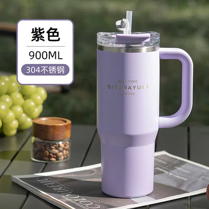 SITARAYURI 900ml Thermos Water Bottle Stainless Steel Coffee Cup Cold and Hot Double-layer Insulated Cup Tumbler Car Travel Mug