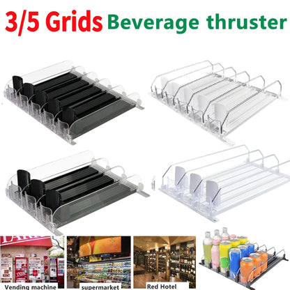Can Shelf Pusher Adjustable WidthCanned Beverage Push Rack Spring Push Auto Beer Pusher Holder E-shaped Glide for Refrigerator