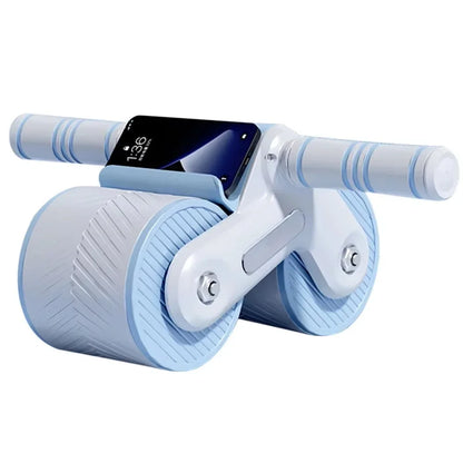 Auto Rebound Double Wheel Ab Roller With Phone Holder Non‑Slip Abdominal Exercise Roller Core Workout Equipment For Fit Beginner