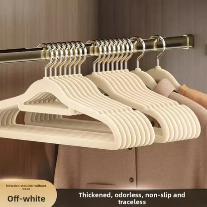 Home Use Flocking Clothes Hanger Anti-Slip Shirt Drying Rack Store Shoulder Corner Seamless Hanging Closet Storage Tool