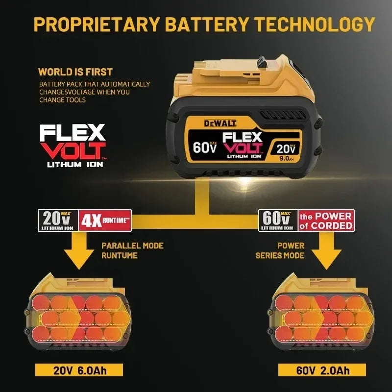 DeWALT Original Battery 20V/60V 9000mAh MAX FlexVolt for DCB606 DCB205 DCB206 DCB209 DCB182 Power Tool