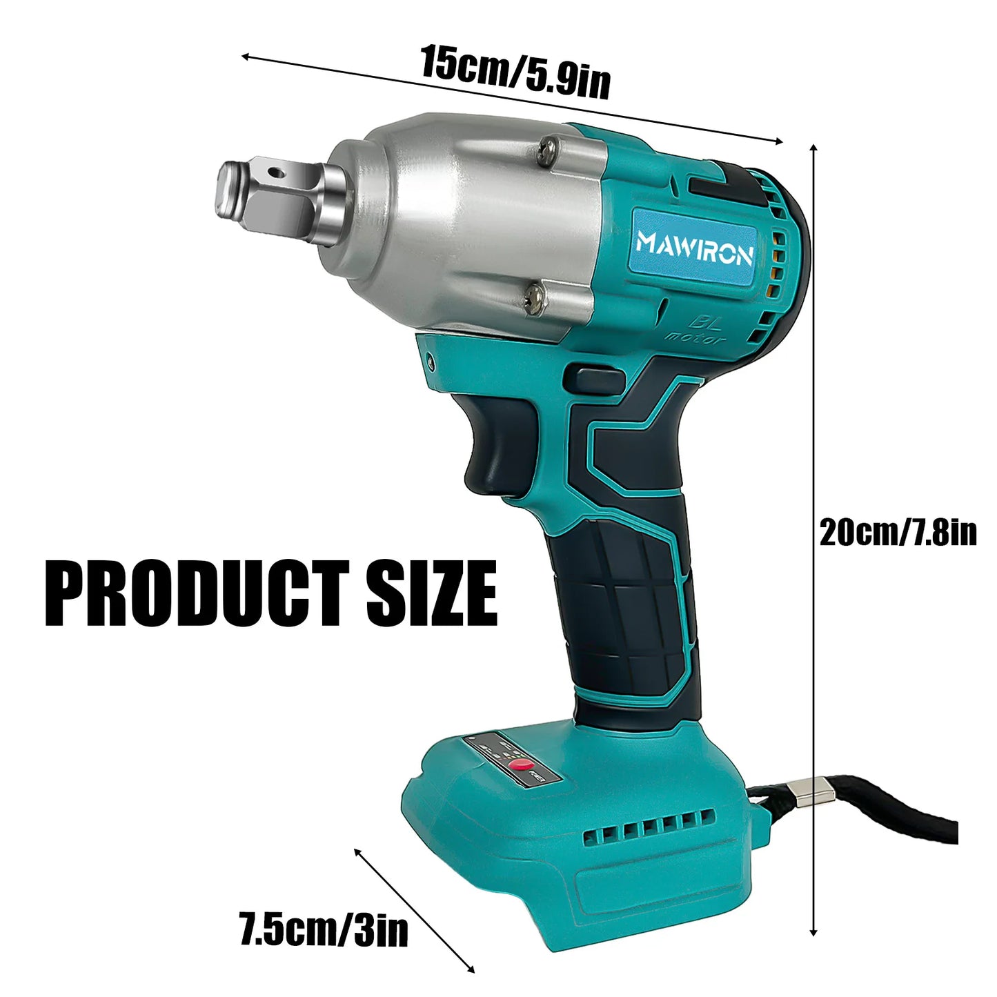450N.m Cordless Impact Wrench with 1 x 5.5AH Battery Brushless Impact Wrench Set with 7 x Screwdriver, 4 x Impact Sockets