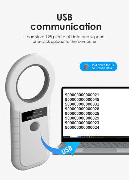134.2KHz RFID Animal Reader 15 Digits 125KHz Pet ID Scanner EMID FDX-B ISO 11784/85 Microchip Tag Registration For Cow Fish Dog