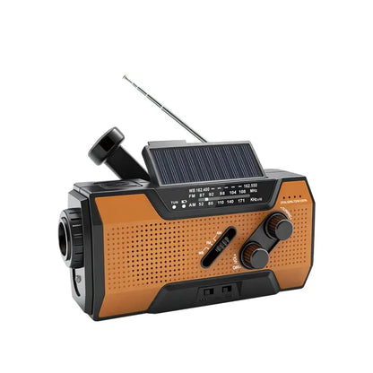 2000mAh Emergency Radio RechargeablePower Bank with  Portable FM Radio USB/Solar/Hand Crank Charging SOS Alarm & Flashlight