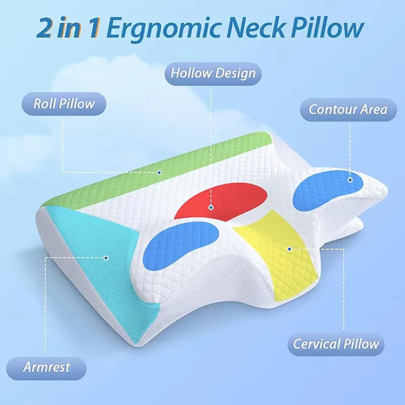 2026 NEW Butterfly-shaped comfortable pillow, soft memory foam pillow, neck support, neck pain relief, neck pillow