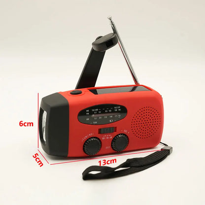 2000mAh Emergency Radio RechargeablePower Bank with  Portable FM Radio USB/Solar/Hand Crank Charging SOS Alarm & Flashlight