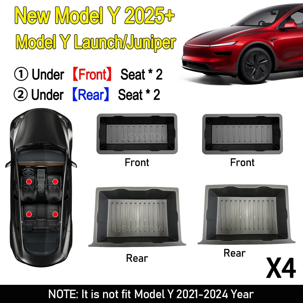 For Tesla New Model Y 2025 Launch Juniper Seat Storage Box Center Console Organizer Bins Front Rear Tray Trash Accessories