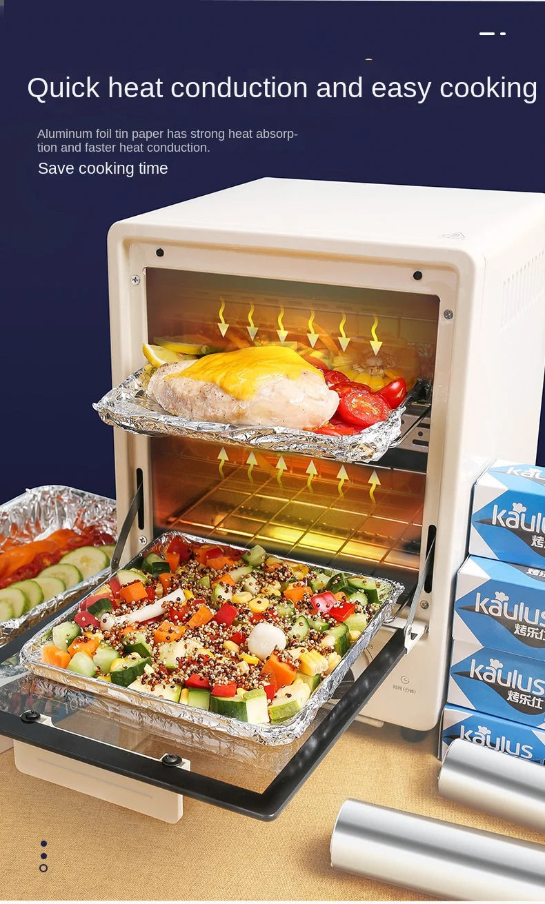Zackoo 10/20/40M Aluminium Foil for Baking Wrap Disposable Airfryer Oven BBQ Tin Foil Food Grade Oil Paper Kitchen Catering Tin