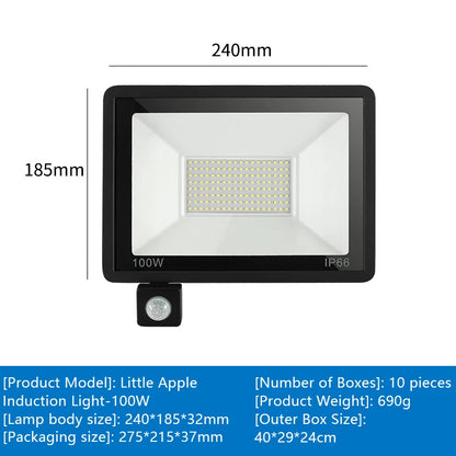 Slim LED Security Floodlight Garden PIR Motion Sensor Wall Flood Light ColdWhite