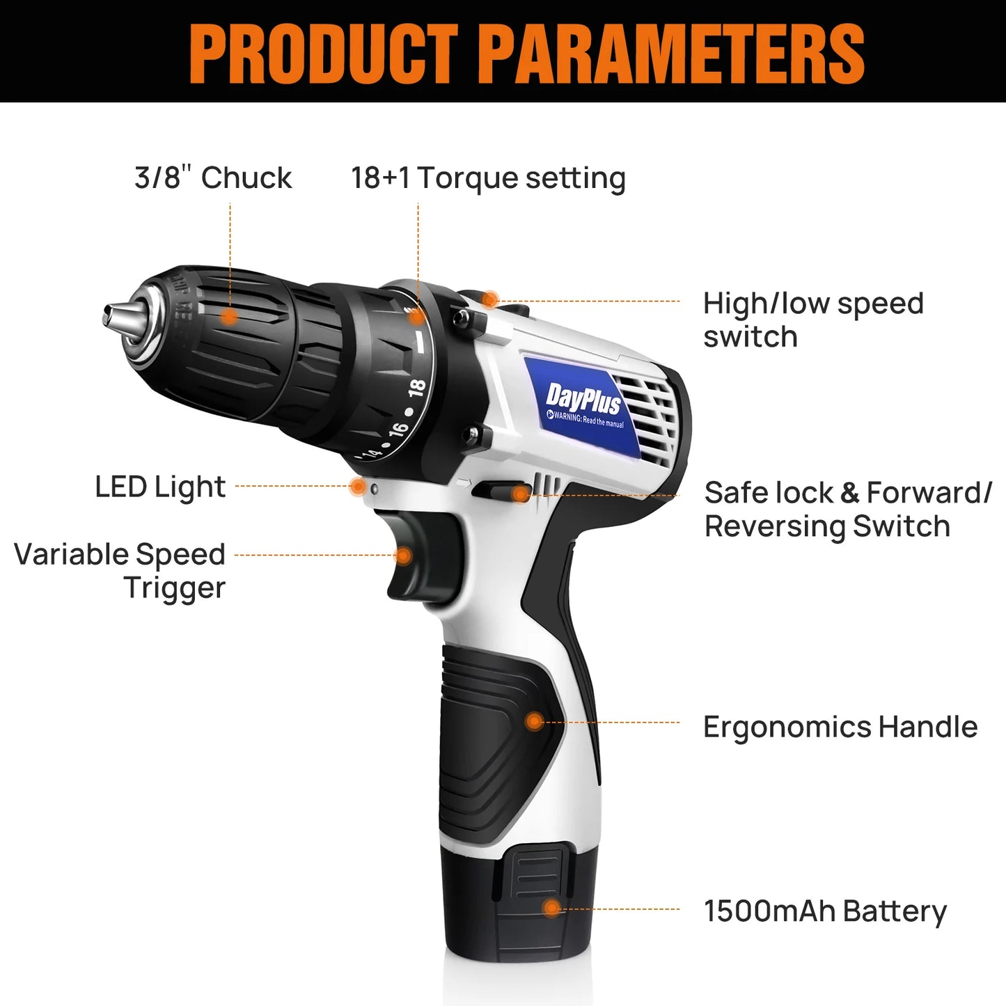 Electric Screwdriver & Drill 2-in-1, Brushless Motor & Li-Battery, Home/Industrial Tools, Fast Drilling & Screwing
