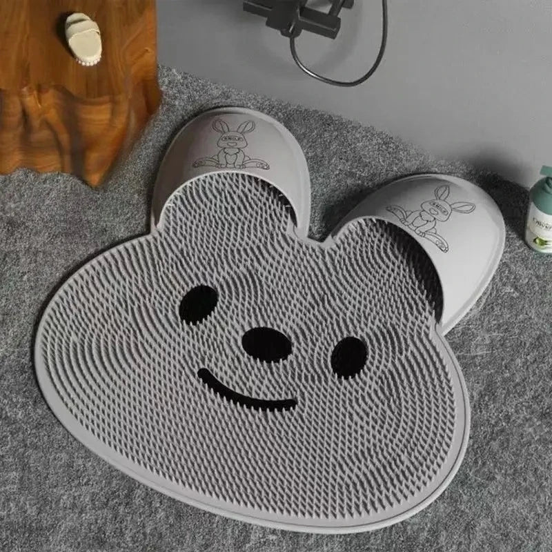Rabbit Anti Slip Bath Mat Circular Massage Design Back Suction Cup Scrubber Foot Back Shower Anti Fall Device Bathroom Supplies