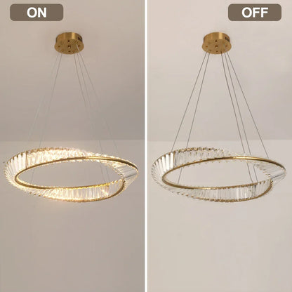 Modern Pendant Light Crystal Led Ceiling Lamp Gold Chandelier Möbius Strip Lustre Luxury Living Dining Room Home Decor Fixture