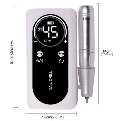 45000RPM Professional Electric Nail File Rechargeable Electric Nail Drill Low Noise Nail Sander File for Manicure Salon Tool