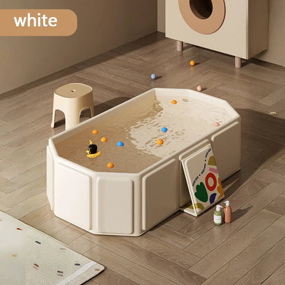 1PC green and white children's portable thick folding bathtub, suitable for travel