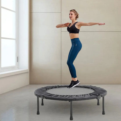 【Breeins】Folding Trampolines Fitness Indoor Exercise Workout Rebounder Sport Trampoline Handle Trampoline for Adults Jumping T