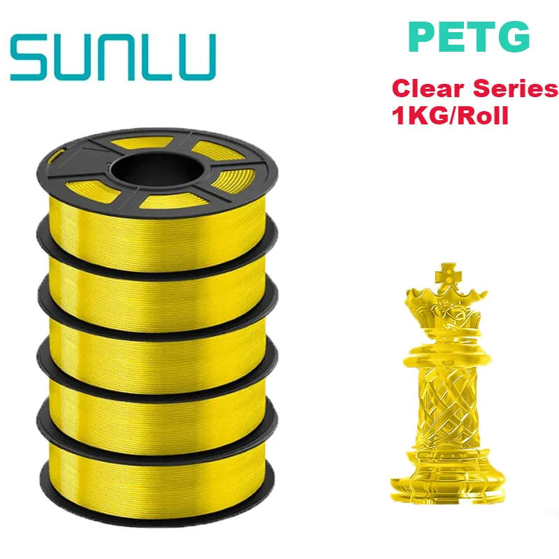 SUNLU 5Roll PETG/PETG Clear Filament 1.75 ±0.02mm 1kg Spool (2.2lbs) High Toughness Neatly Wound Filament Fit Most FDM Printer