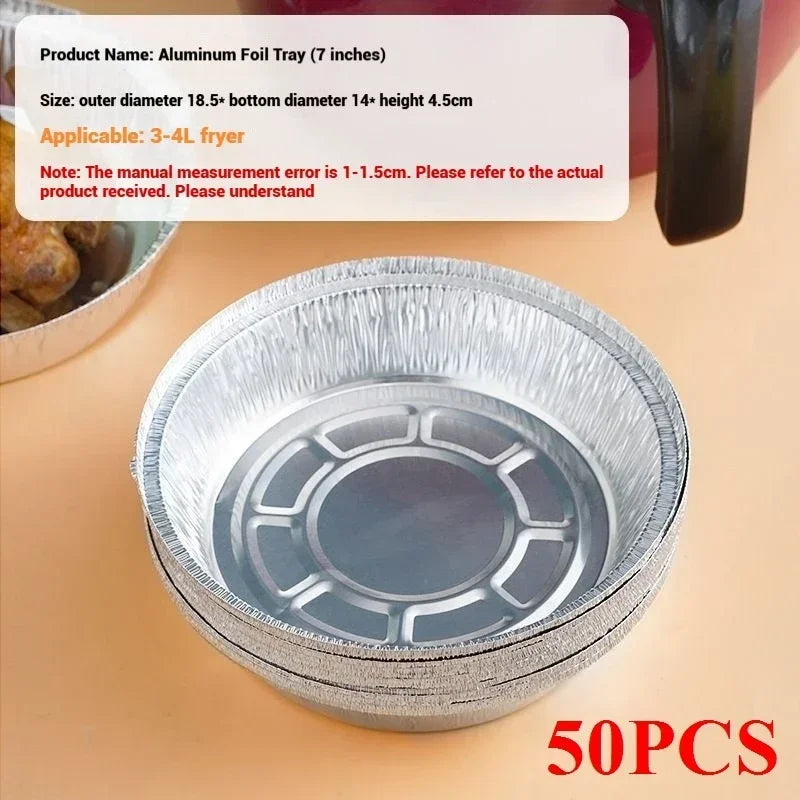 50/100PCS Air Fryer Liners Aluminum Foil Bowls Disposable Food Grade Air Fryer Paper for for Baking Frying Grilling Roasting
