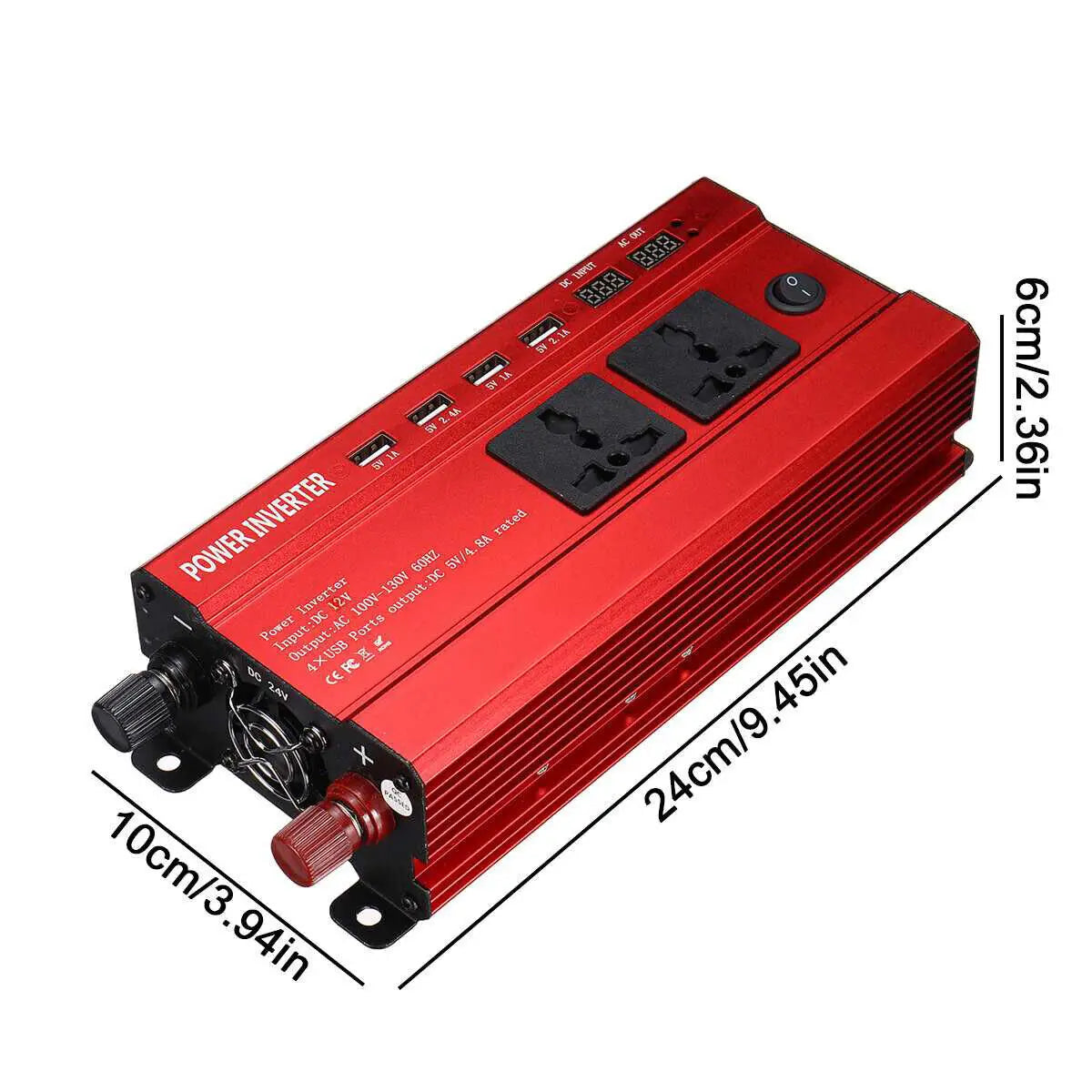 1500W Peak Power Inverter DC 12V to AC 220V 240V Automotive Converter with 2 LED Displays USB Port 4 2 AC Outlets