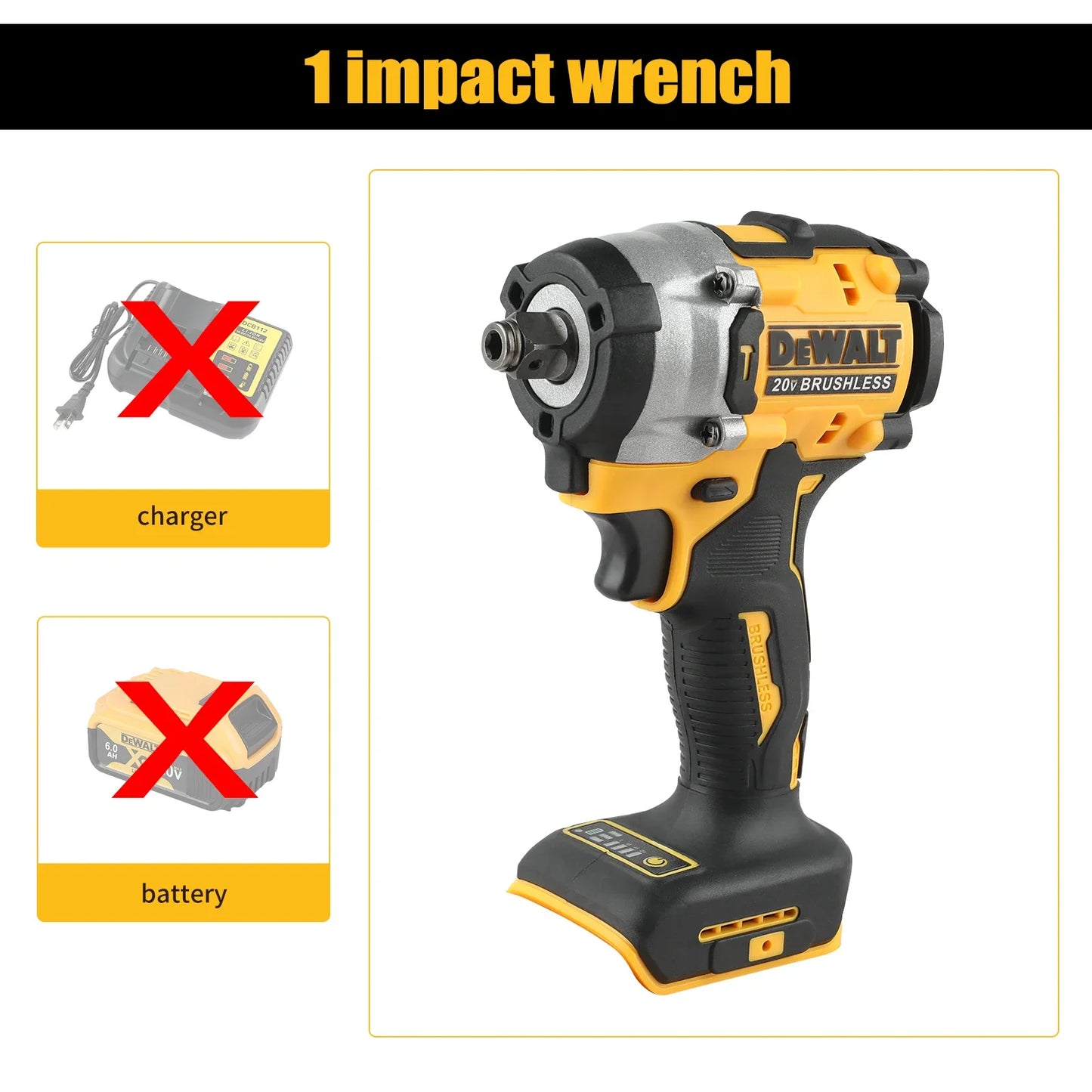 DEWALT DCF921 Atomic 20V Maximum Cordless Wrench 1/2 inch Cordless Impact Wrench Variable Speed Charging Wrench No Batter