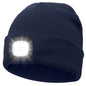 Winter Warm Knit Beanie 8 Hours High Powered Light 4 LED Beanie Hat USB Rechargeable Hands Free Headlamp Cap for Running Hiking