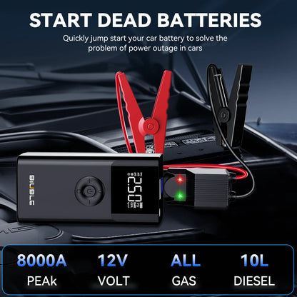 4 In 1 8000A Car Jump Starter 150PSI Air Pump Car Battery Booster Engine Starting Device Tire Air Compressor Power Bank