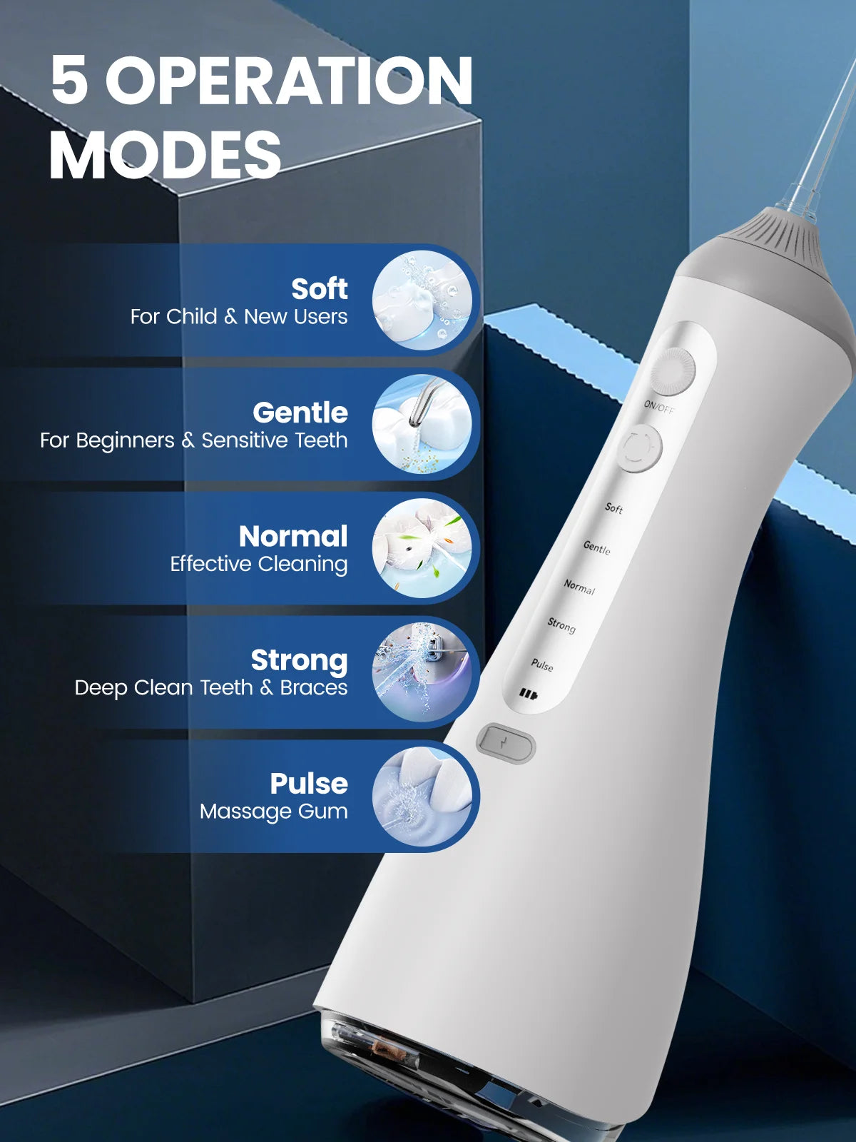 SEJOY Dental Oral lrrigator for Men Women Teeth Cleaner Portable Dental Water Flosser 4 Modes IPX7 Mouth Washing Machine