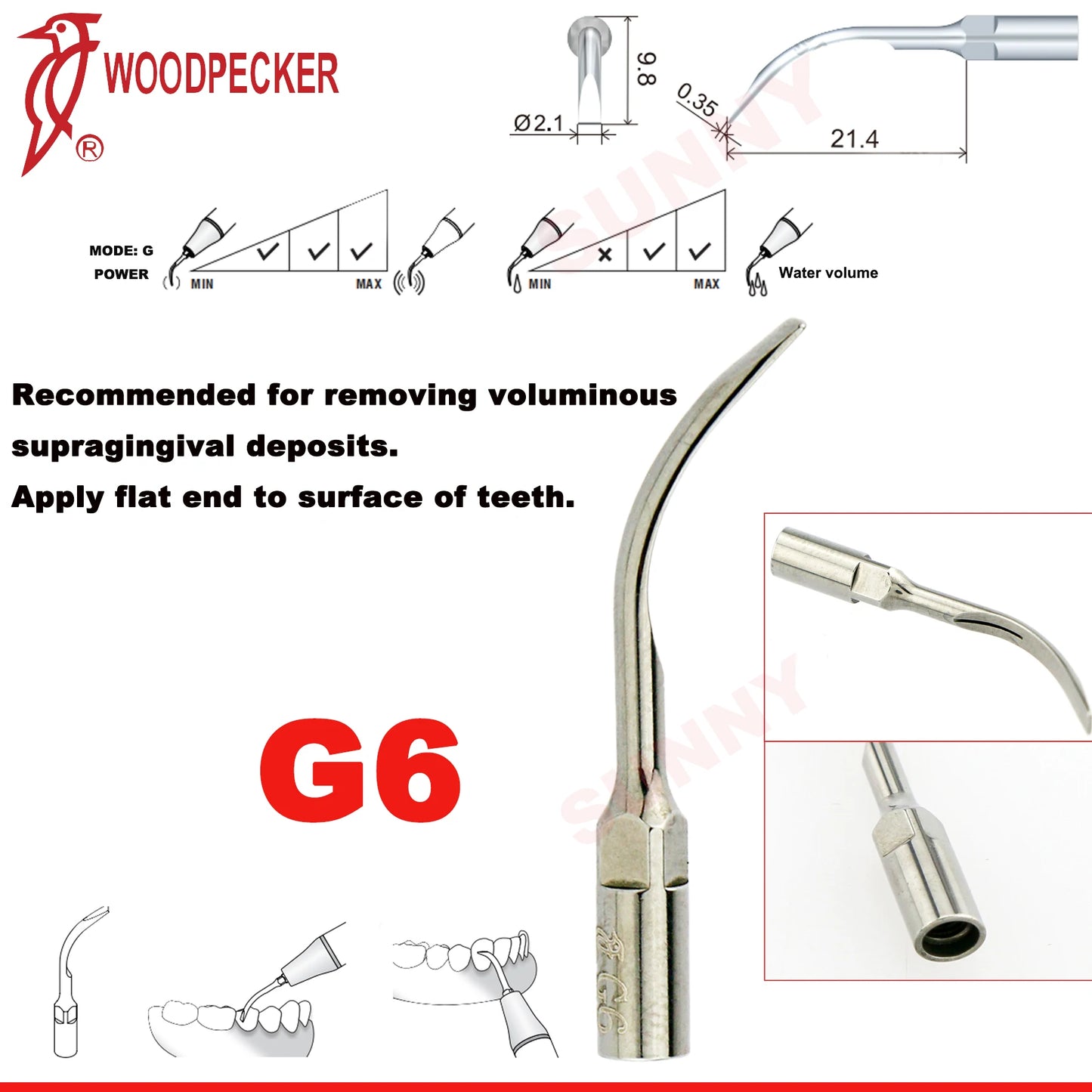 Woodpecker Dental Scaler Tips Ultrasonic Tooth Cleaning Machine Cutter Head Endo Perio Scaling Tips Fit EMS UDS Scaler Handpiece