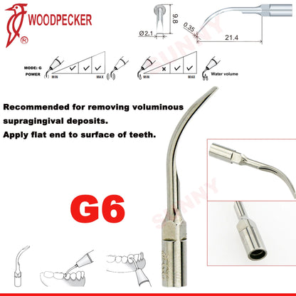Woodpecker Dental Scaler Tips Ultrasonic Tooth Cleaning Machine Cutter Head Endo Perio Scaling Tips Fit EMS UDS Scaler Handpiece