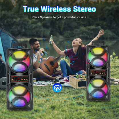 3000W Portable Bluetooth Speaker Sub woofer Heavy Bass Sound System For Party With Microphone, Remote, FM, TWS, AUX, USB, LED