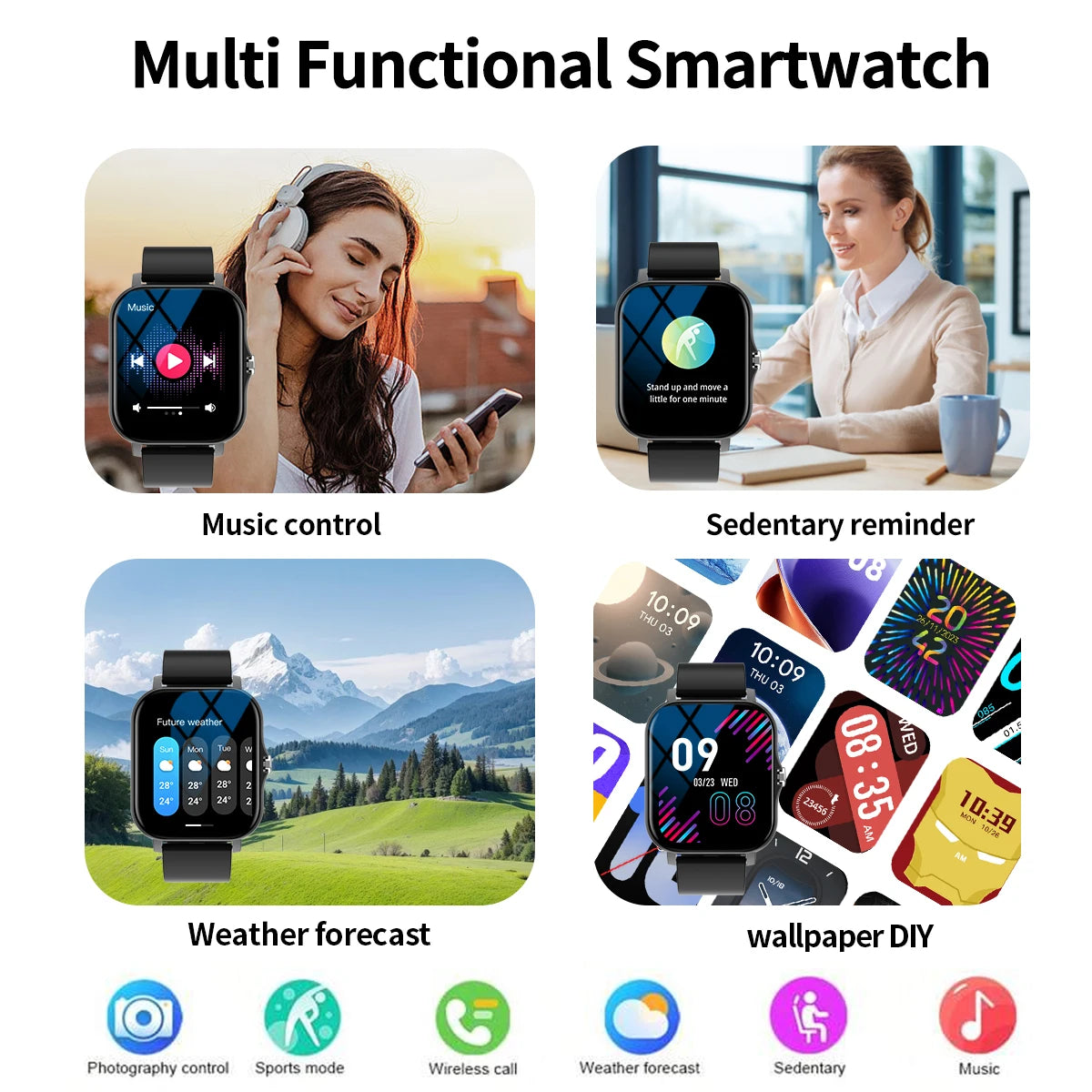 Hot Smart watch, multi-function sports smart watch, wireless call/wireless music, multiple APP message reminders