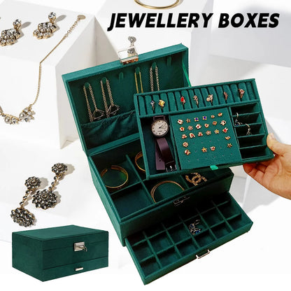 Large Jewellery Box Rings Necklaces Bracelets Jewelry Storage Organiser Green UK